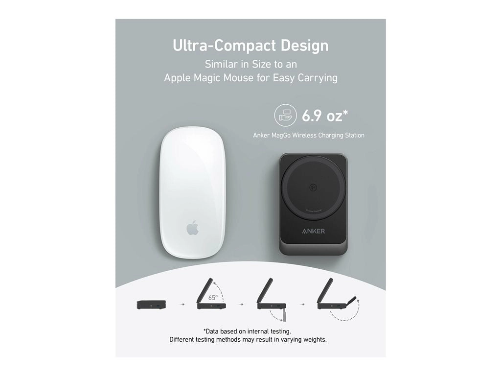 Anker MagGo - Wireless charging stand - 3-in-1, foldable   AC power adapter - 25 Watt - black B2557J11-1