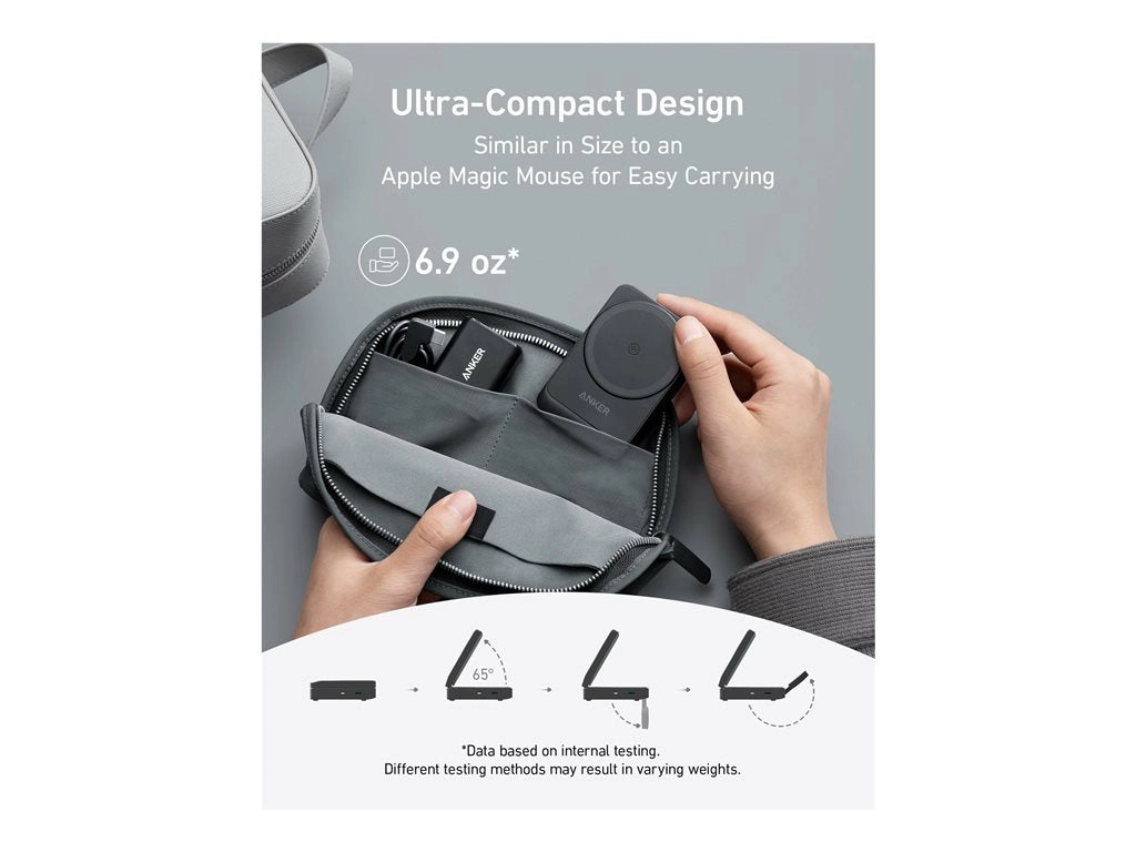 Anker MagGo - Wireless charging stand - 3-in-1, foldable   AC power adapter - 25 Watt - black B2557J11-1