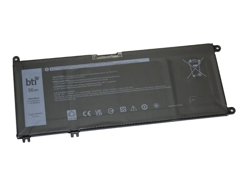 BTI - Notebook battery (equivalent to: Dell 4WN0Y) - 15.2 V - lithium ion - 4-cell - 3680 mAh - 56 Wh 4WN0Y-BTI