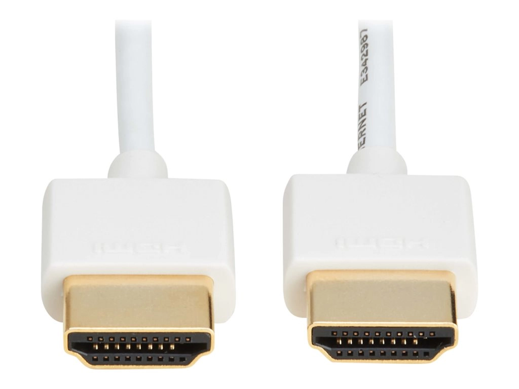 Eaton Tripp Lite Series Slim High-Speed HDMI Cable w Ethernet and Digital Video/Audio UHD 4K 60Hz MM White 3ft - HDMI cable with P569-003-SLIM-W
