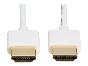 Eaton Tripp Lite Series Slim High-Speed HDMI Cable w Ethernet and Digital Video/Audio UHD 4K 60Hz MM White 3ft - HDMI cable with P569-003-SLIM-W