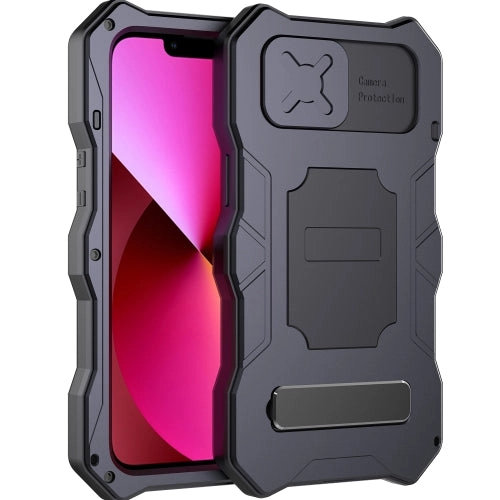 For iPhone 13 Camshield Shockproof Waterproof Dustproof Metal Case with Holder