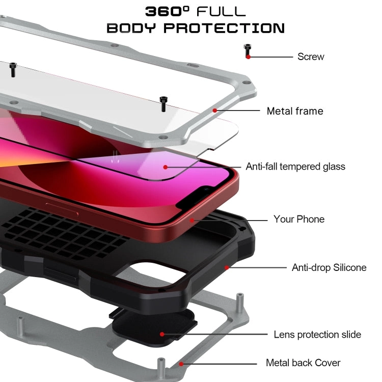 For iPhone 13 Camshield Shockproof Waterproof Dustproof Metal Case with Holder