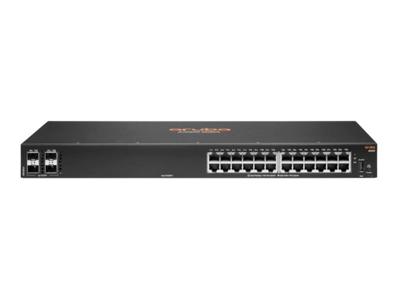 HPE Aruba 6000 24G 4SFP Switch - Switch - L3 - managed - 24 x 10/100/1000   4 x Gigabit SFP - side to side airflow - rack-mountable R8N88A#B2E