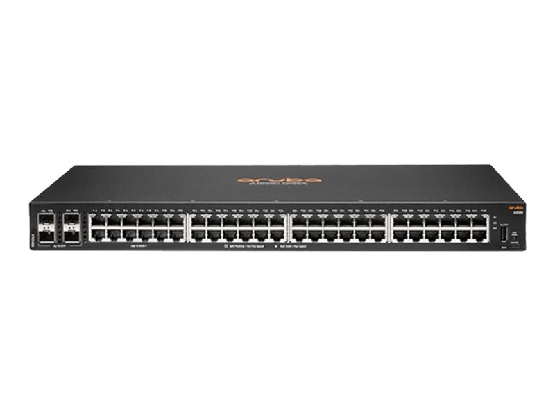 HPE Aruba 6000 48G 4SFP Switch - Switch - L3 - managed - 48 x 10/100/1000   4 x Gigabit SFP - side to side airflow - rack-mountable R8N86A#B2E