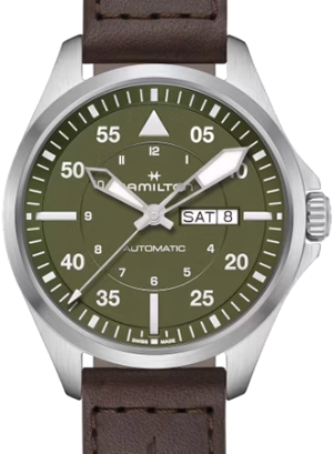 Khaki Aviation Pilot Day Date Auto Army Green Ref. H64635560