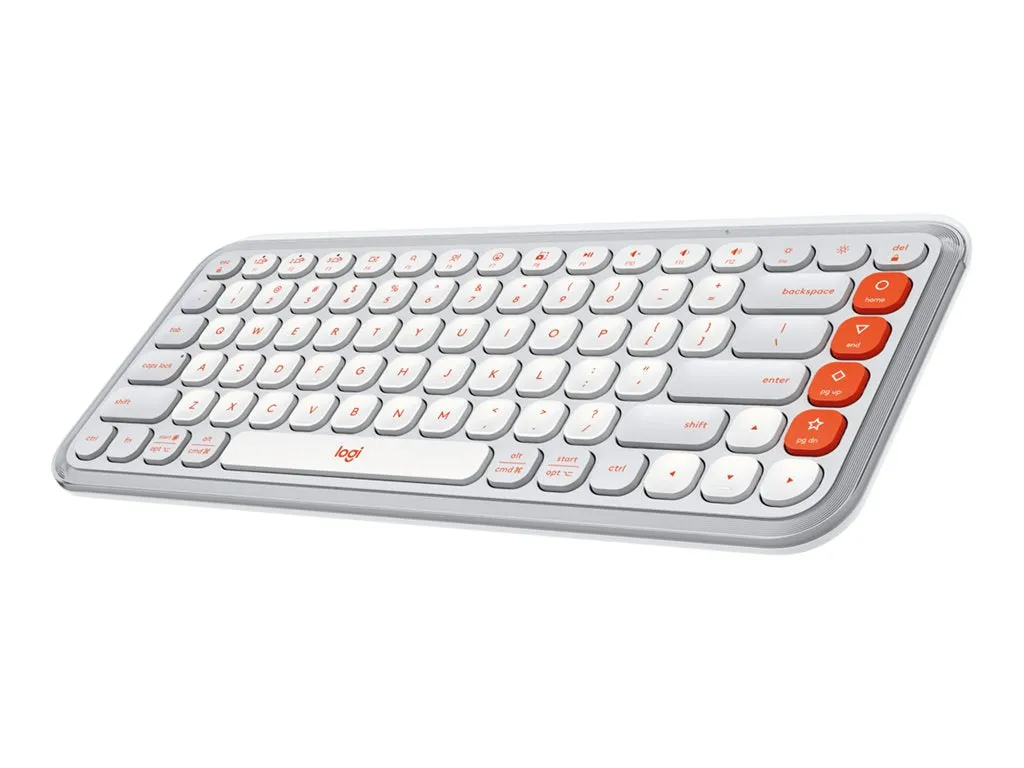 Logitech POP Icon Keys - Keyboard - wireless - Bluetooth LE - QWERTY - English - off-white, orange 920-012935