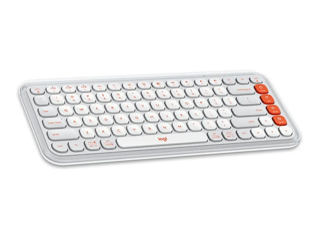 Logitech POP Icon Keys - Keyboard - wireless - Bluetooth LE - QWERTY - English - off-white, orange 920-012935