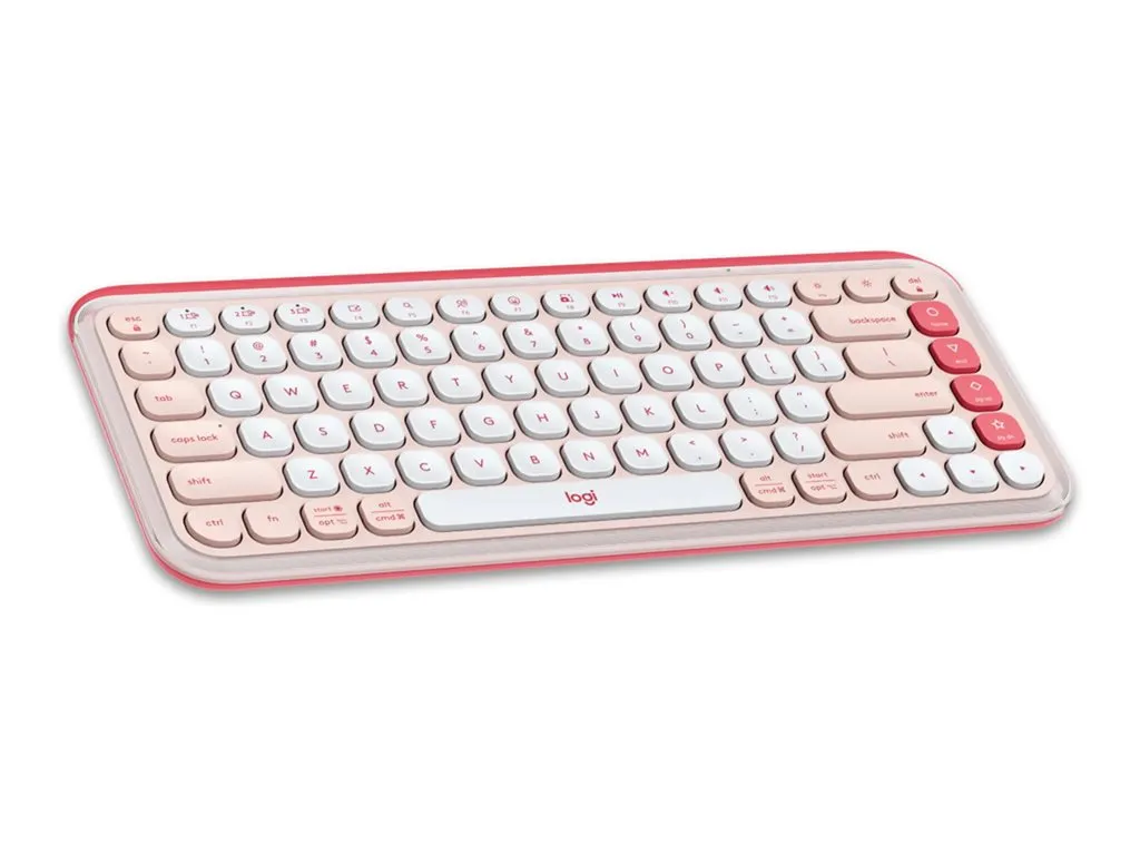 Logitech POP Icon Keys - Keyboard - wireless - Bluetooth LE - QWERTY - English - off-white, rose 920-013049