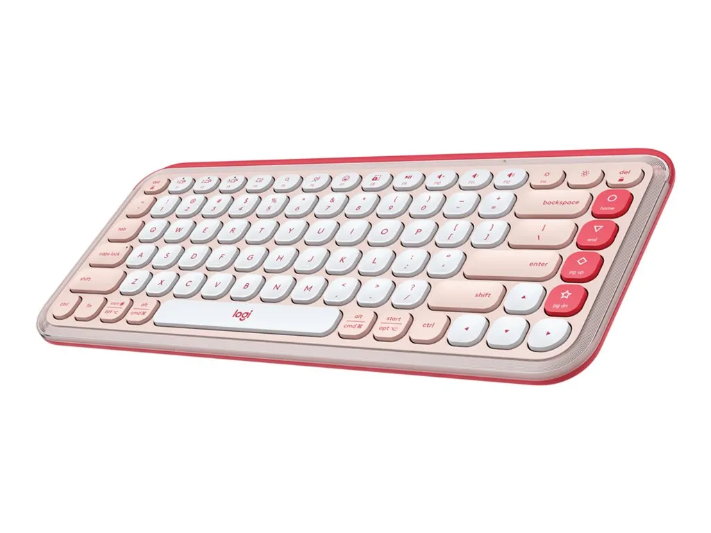 Logitech POP Icon Keys - Keyboard - wireless - Bluetooth LE - QWERTY - English - off-white, rose 920-013049