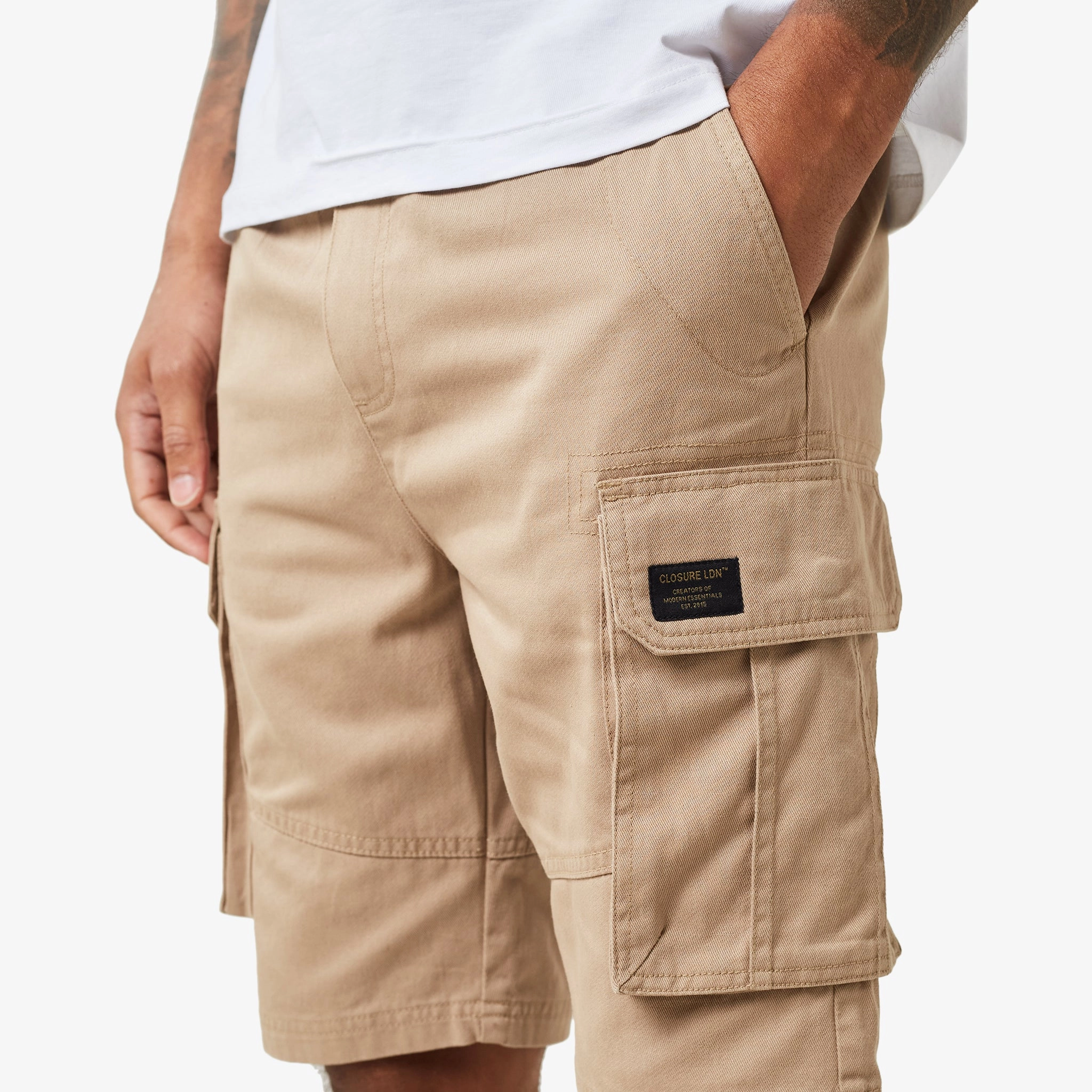 Long Fit Utility Cargo Short | Stone