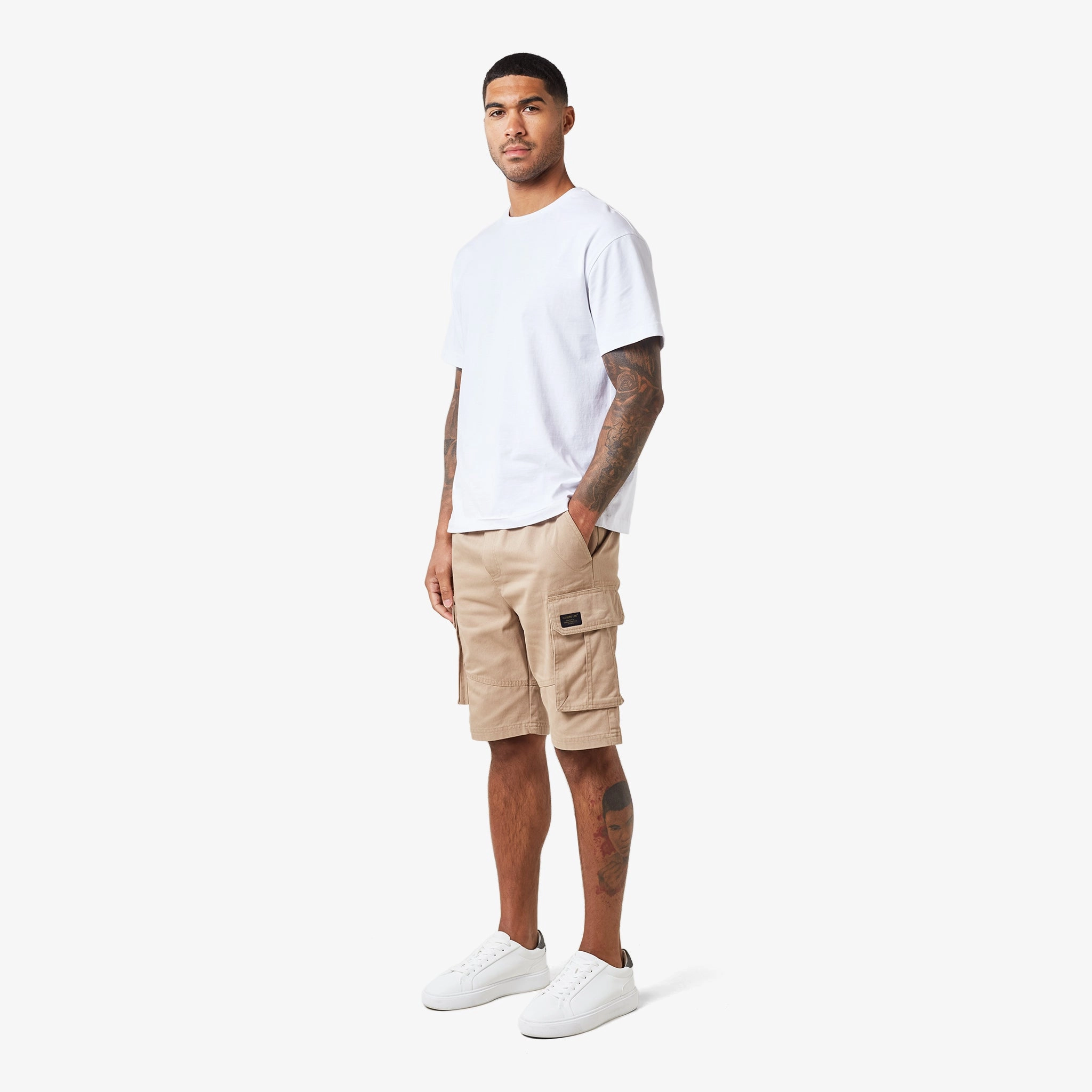 Long Fit Utility Cargo Short | Stone