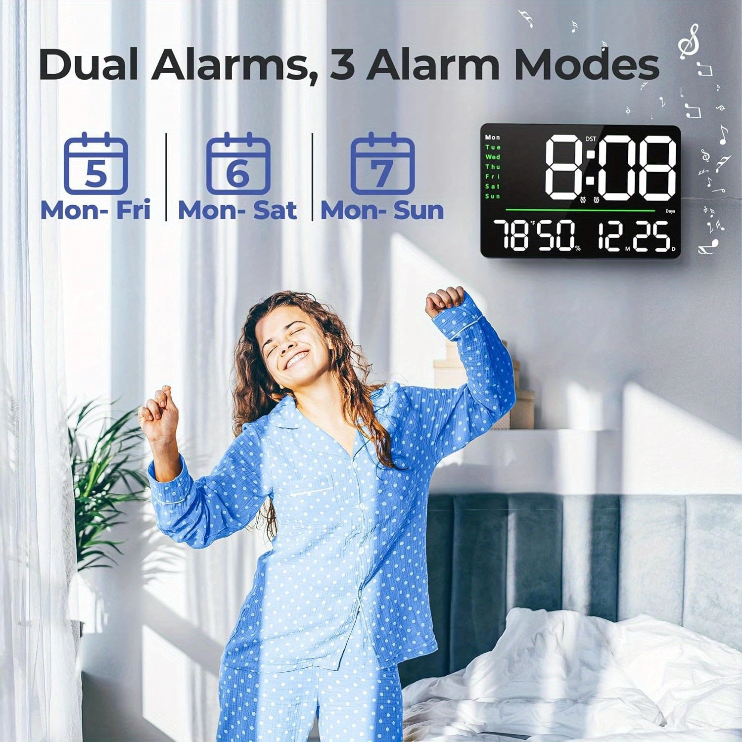 Mpow 16" Large Digital Wall Clock Black