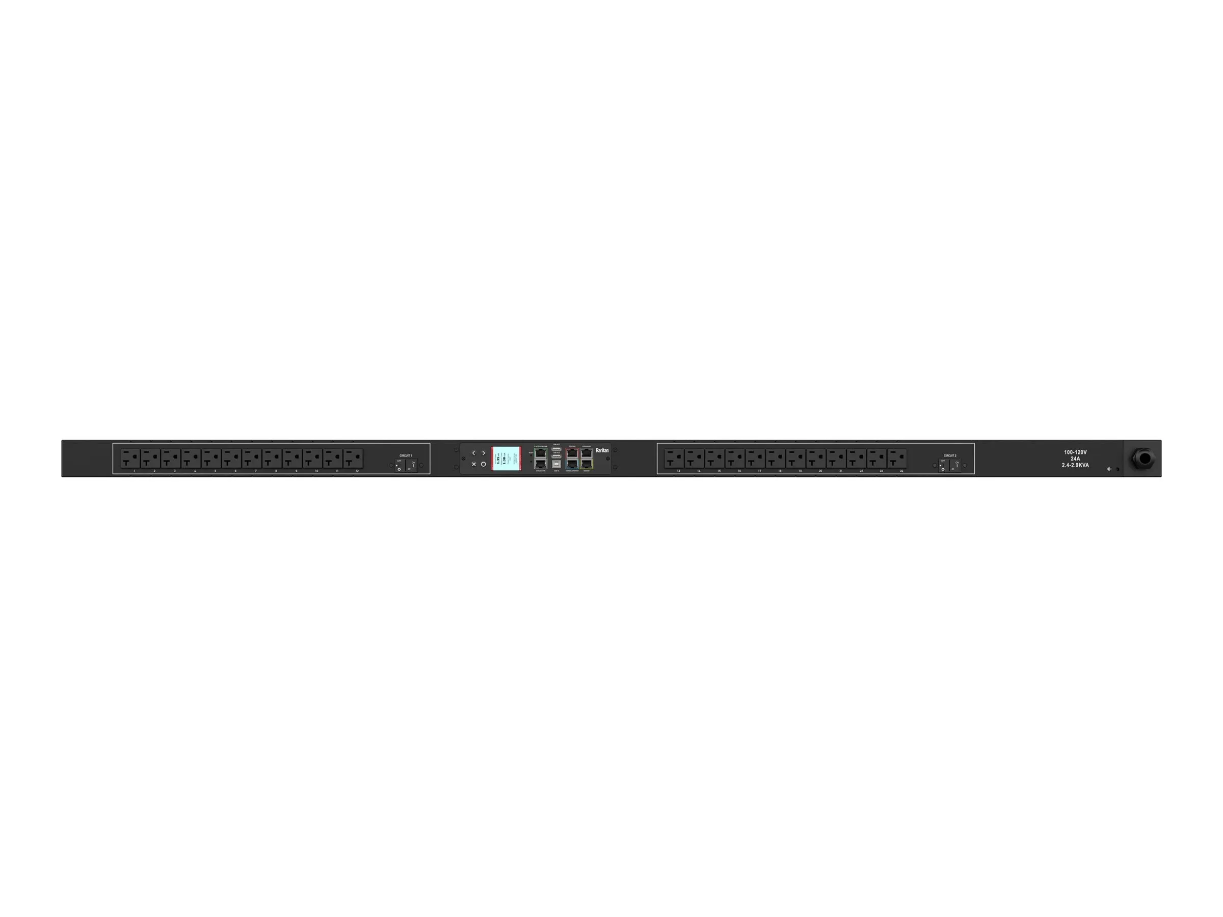 Raritan PX3-1478U - Power distribution unit (rack-mountable) - AC 120 V - 2900 VA - 1-phase 3 Wire - Ethernet 10/100/1000, USB, PX3-1478U-K2