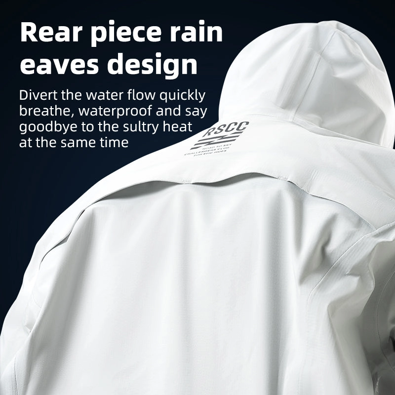 ROCKBROS Waterproof Cycling Rain Jacket with Hood Lightweight Reflective Road to Sky