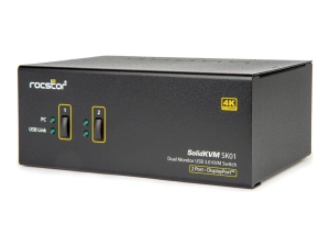 Rocstor - KVM / audio / USB switch - 4K, dual view - 2 x DisplayPort / audio / USB - TAA Compliant Y10P011-B1